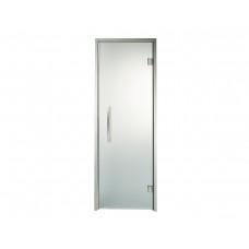 Дверь стеклянная — сатин, серебристый профиль, 9х21 (880*2090)