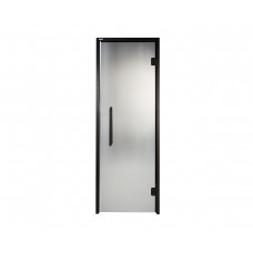 Дверь стеклянная — графит, черный профиль, 9х21 (880*2090)